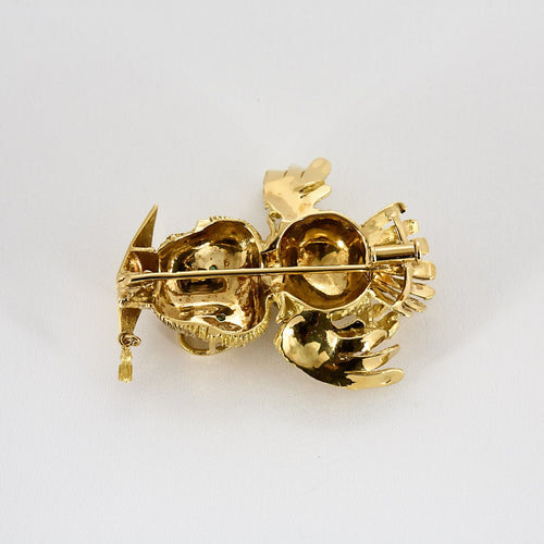 Broche Broche Chouette or jaune et émeraude 58 Facettes LEN1675