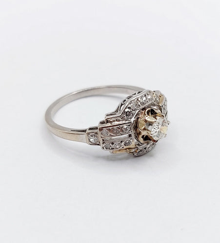 Bague 55 Bague tank Art déco en platine et diamant 0,25 carat (circa 1920) 58 Facettes A06508