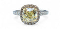 Bague 52 Solitaire en or blanc diamant jaune fancy yellow 58 Facettes