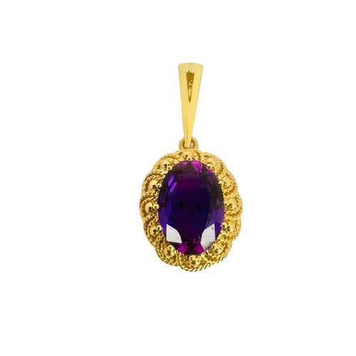 Pendentif en or jaune avec améthyste ovale