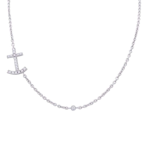 Collier or blanc et diamants. 58 Facettes 33429