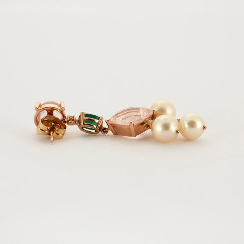 Boucles d'oreilles Boucles d’oreilles transformables Quartz rose Perles 58 Facettes