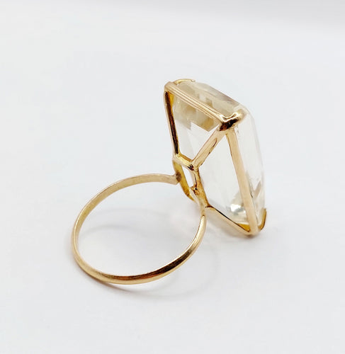 Bague 62.5 Bague cocktail vintage en or 18k et pierre jaune 58 Facettes A06670