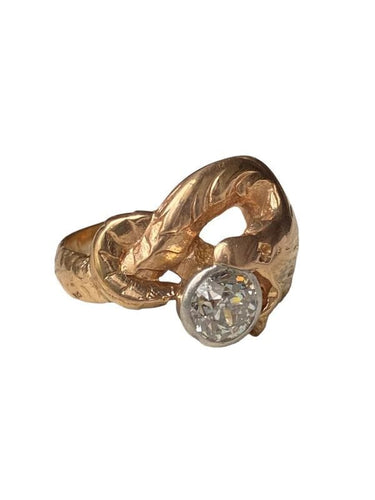 Bague 57 Bague Art Nouveau or rose et diamant 58 Facettes