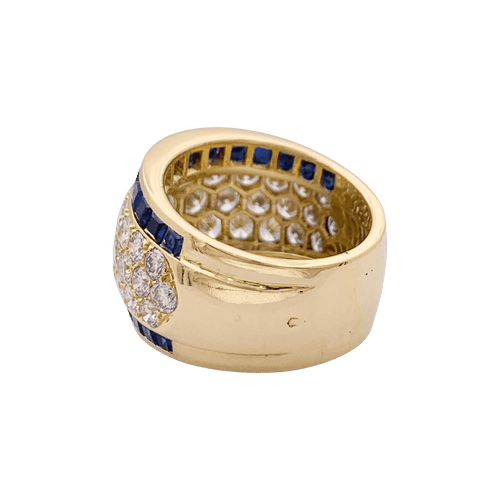 Bague 51 Bague vintage or jaune, diamants, saphirs calibrés. 58 Facettes 34461