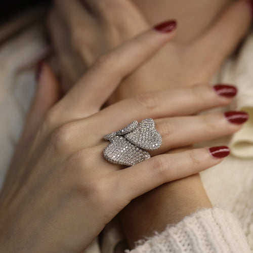 Bague 53 Bague Palmiero en or gris 18K avec 3 curs entrelaces sertis de 7,50 ct de diamants G-VS - Taille 53 58 Facettes FB09342