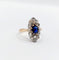 Bague 47 Bague marquise antique or rose 18k saphir synthétique taille coussin et diamants taille roses (circa 1900) 58 Facettes A05612
