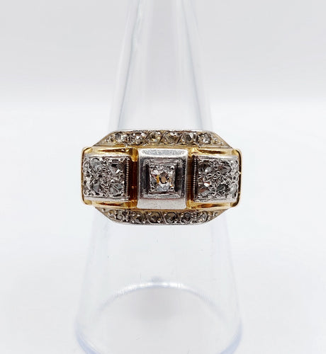 Bague 55 Bague tank art deco or jaune 18k et platine ornée de diamants 58 Facettes A04969
