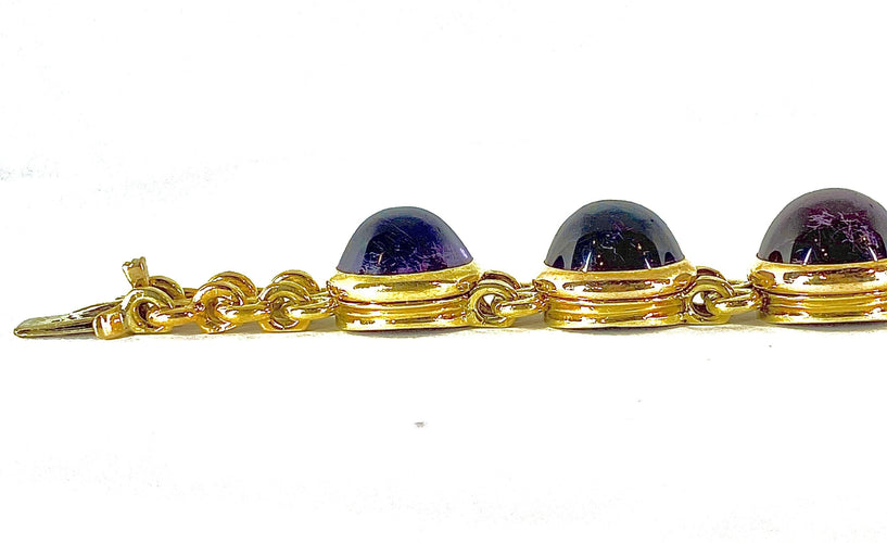 Bracelet Bracelet en or 18 carats sertie de 9 améthystes en cabochon 58 Facettes AB88