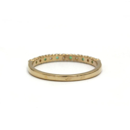 Bague 53 Demi-Alliance - Or jaune, Diamants & Emeraudes 58 Facettes 250136R
