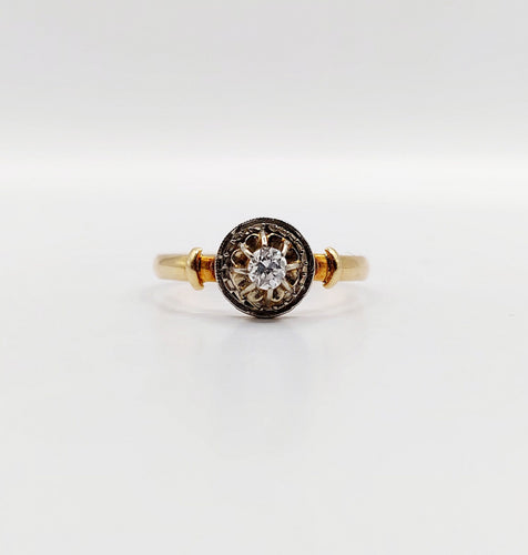 Bague 54 Bague solitaire art deco or jaune 18k diamant taille ancienne 58 Facettes A05903