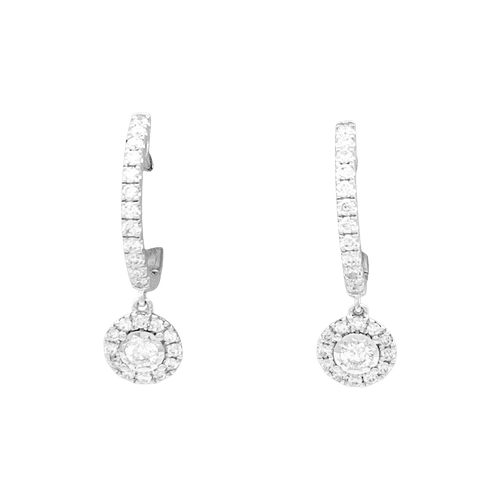 Boucles d'oreilles Paire de créoles or blanc, diamants. 58 Facettes 34636