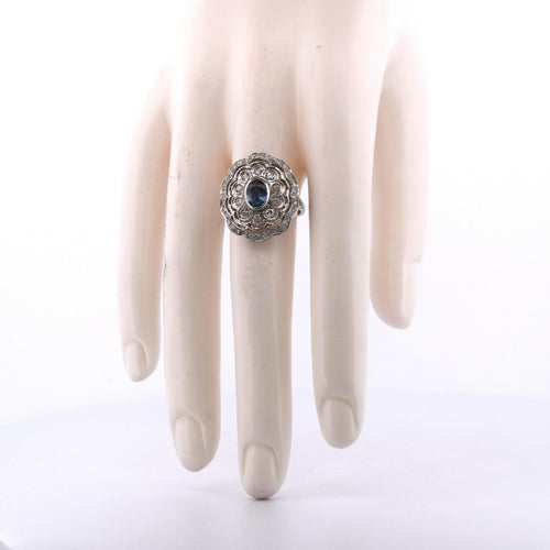 Bague en platine - Aigue-marine et diamants