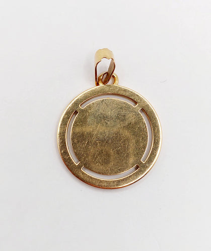 Pendentif Pendentif médaille d'amour 23mm or 18k diamant et rubis calibrés : "+ qu'hier - que demain" maison AUGIS 58 Facettes A06031