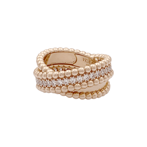 Bague 53 Bague VAN CLEEF ET ARPELS,"Duo Perlée", or rose, diamants. 58 Facettes 34781
