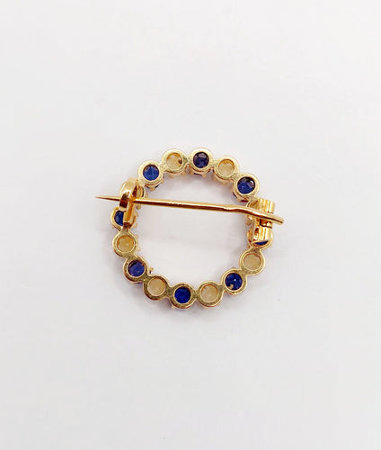 Broche Broche antique en or 18k avec perles et pierres bleues 58 Facettes A06460
