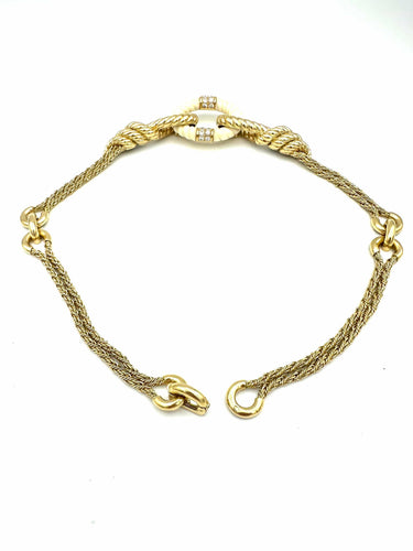 Collier VAN CLEEF & ARPELS. Collier vintage en or jaune 18K, ivoire et diamants 58 Facettes