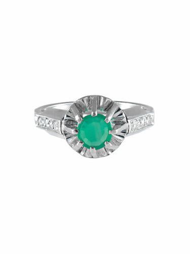 Bague 49 BAGUE VINTAGE EMERAUDE OR BLANC 58 Facettes