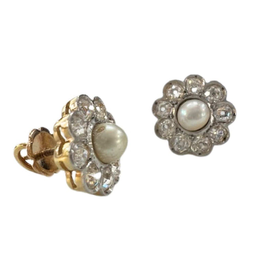 Boucles d'oreilles Boucles d'oreilles Art déco des années 1930-1935 en or 18 carats et platine, serties de diamants (1,44 carat) et de perles. 58 Facettes Q322B(964)