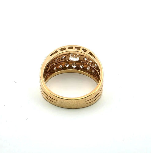 Bague 54 Bague vintage en or jaune massif 18 carats avec diamants 58 Facettes