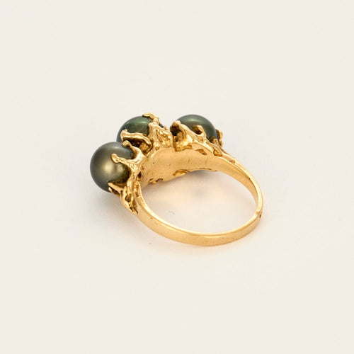 Bague 52,5 Bague en or jaune et perles de cultures de Tahiti 58 Facettes BIA1084X3