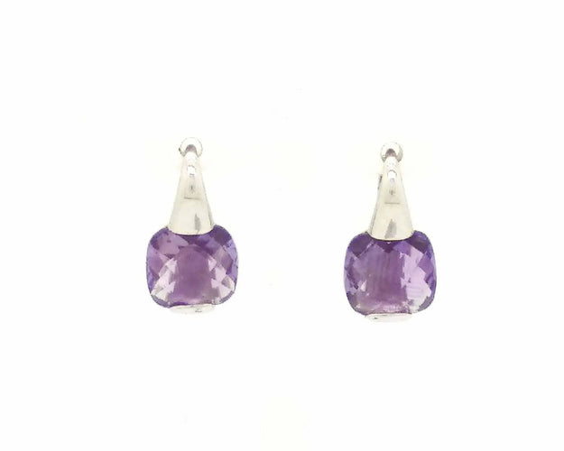 Boucles d'oreilles Boucles d'oreilles en or blanc avec améthyste 58 Facettes 6587