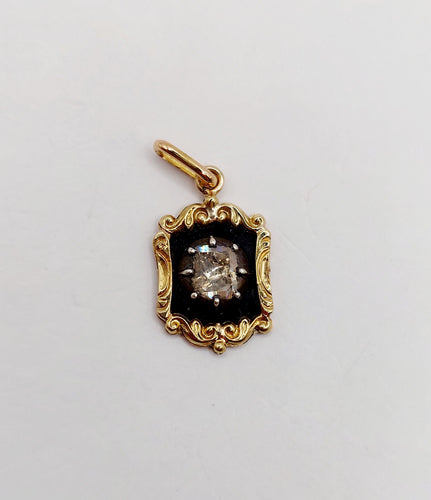 Pendentif Pendentif victorien or jaune et argent, diamant table 5mm (circa 1850) 58 Facettes A06304