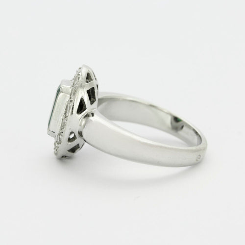 Bague 53 Bague or blanc avec émeraude et diamants 58 Facettes 240401