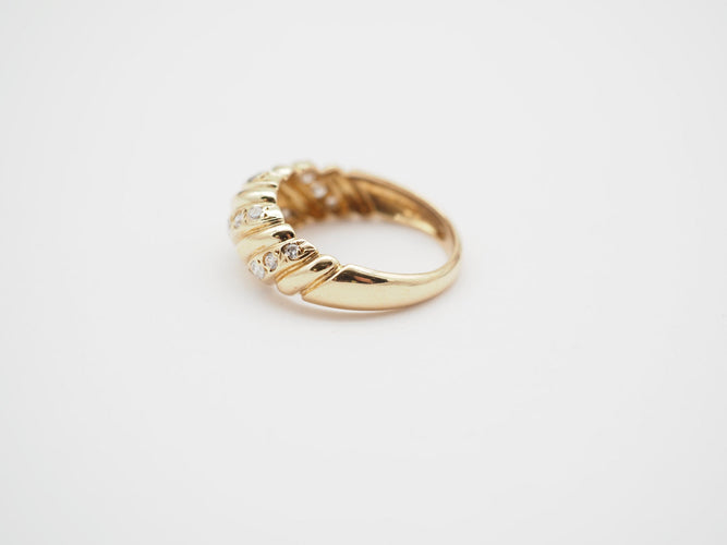 Bague 53 Bague godronnée or jaune 750 et diamants 58 Facettes