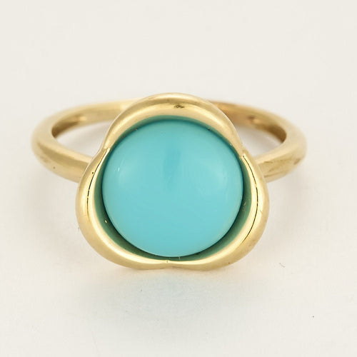 Bague 54 GUERIN - Bague ALISMA or jaune, cabochon turquoise 58 Facettes LP1505/