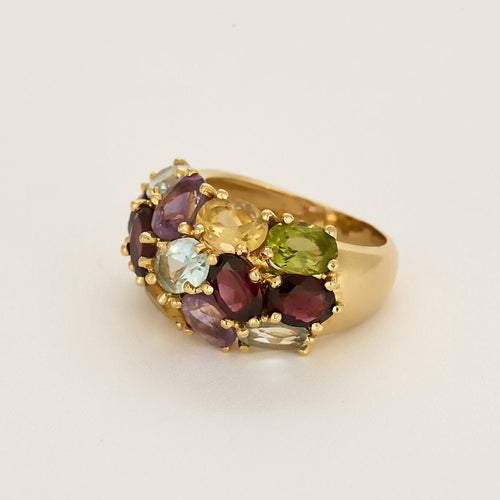 Bague 55,5 Bague jonc en or jaune et pierres fines 58 Facettes MON1096