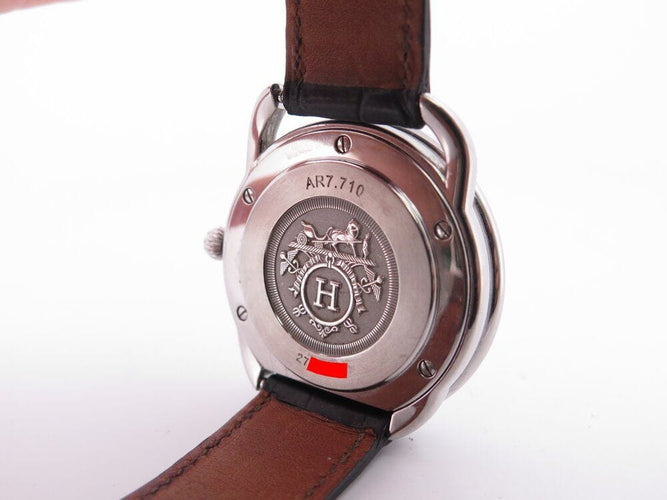 Montre montre HERMES arceau ar7.710 41 mm acier bracelet croco automatique 58 Facettes 268183