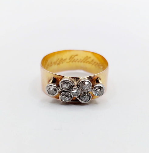 Bague 51.5 Bague jonc victorienne or rose 18k diamants taille ancienne (circa 1897) 58 Facettes A06142