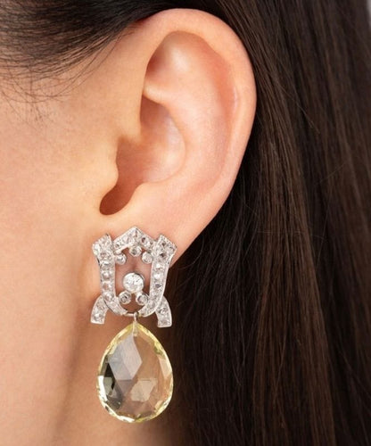 Boucles d'oreilles Boucle d'oreilles Art Déco or gris et diamants 58 Facettes