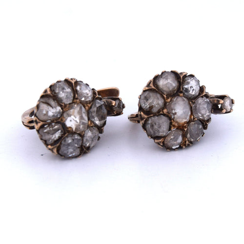 Boucles d'oreilles Boucles d’oreilles victoriennes en or 12k et diamants taille rose 58 Facettes OR154