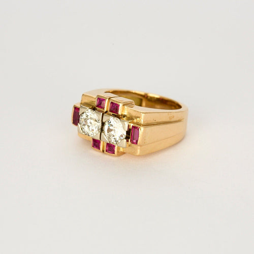 Bague 52 Bague Tank or blanc et or jaune, diamants 58 Facettes 250017