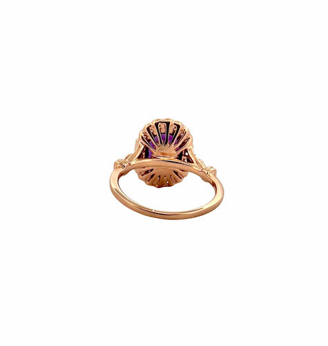 Bague Bague en or rose 18 carats , améthyste et diamants 58 Facettes