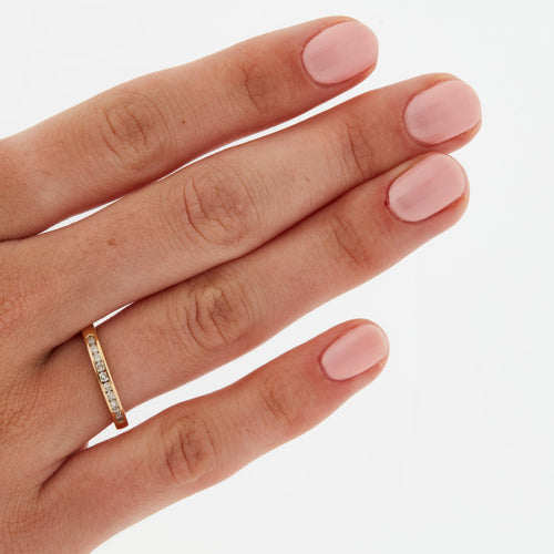 Bague 51 DEMI ALLIANCE EN OR 18 CARATS 58 Facettes RÉF 1005/18