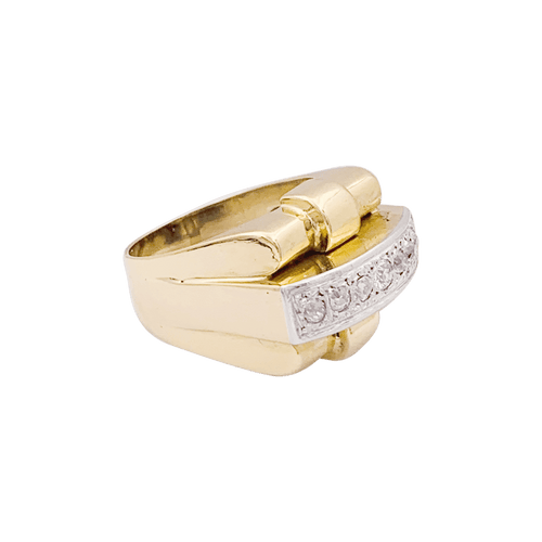 Bague 52 Bague Tank en or jaune, platine, diamants 58 Facettes 34444
