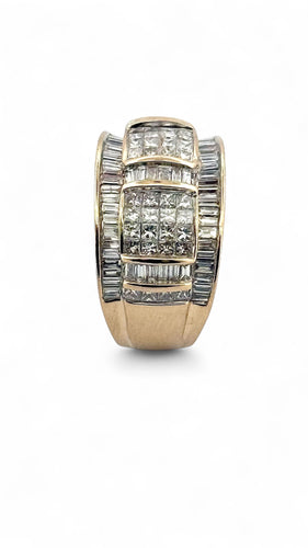 Bague 54 Bague en or jaune 18 carats diamants princesse et baguette 58 Facettes