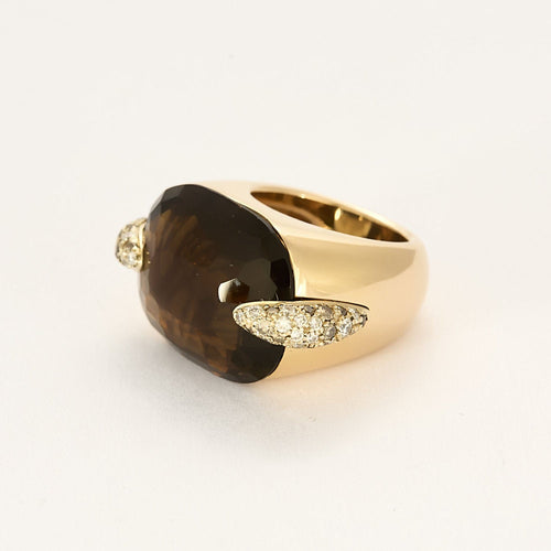 Bague 52 Pomellato- Pin UP -Bague en or jaune, quartz fumé et diamants 58 Facettes BIA1205X2