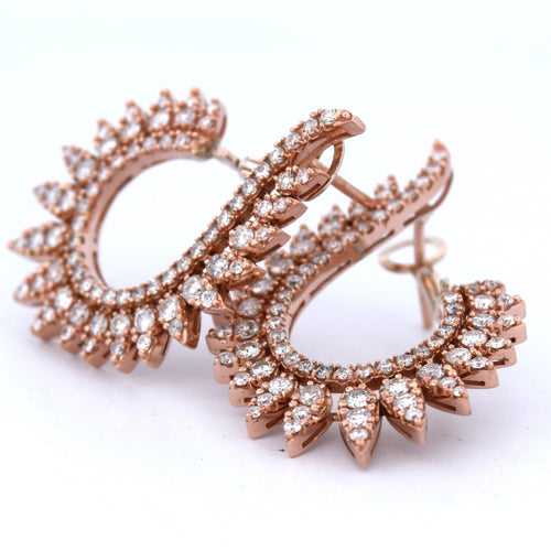 Boucles d'oreilles Orecchini créoles pavés en or rose 18k et diamants 58 Facettes OR204