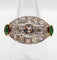 Bague 54.5 Bague marquise inversée Art déco en or 18k et platine, diamants et émeraudes 58 Facettes A06453