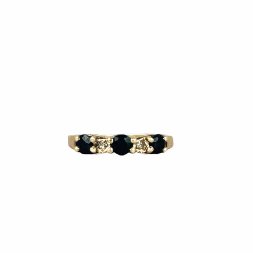 Bague 57 Bague vintage avec saphirs bleu foncé et diamants 58 Facettes 2505002
