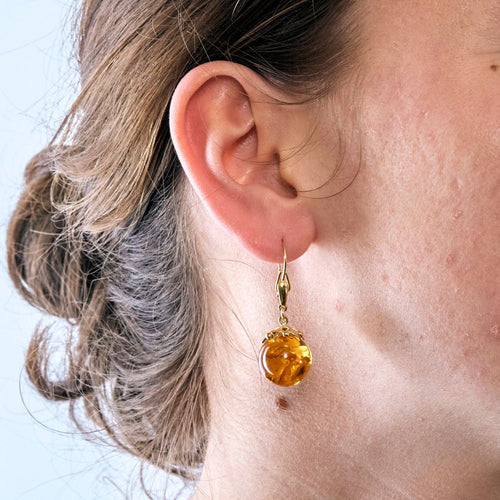Boucles d'oreilles Boucles d'oreilles dormeuses or jaune et ambre 58 Facettes 240 763