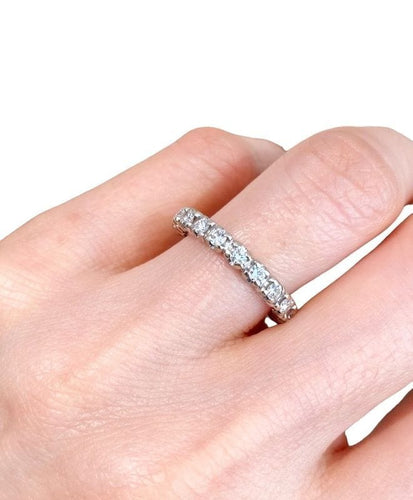 Bague 51 Bague Alliance Américaine en or blanc et diamants 58 Facettes