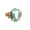 Bague 55 Bague style rétro des années 1940-1945 en or avec diamants et aigue-marine 58 Facettes Q67B