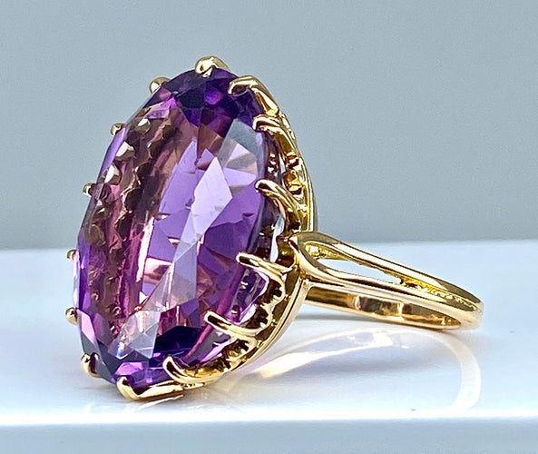 Bague 56 Bague en or jaune & améthyste 58 Facettes AB317