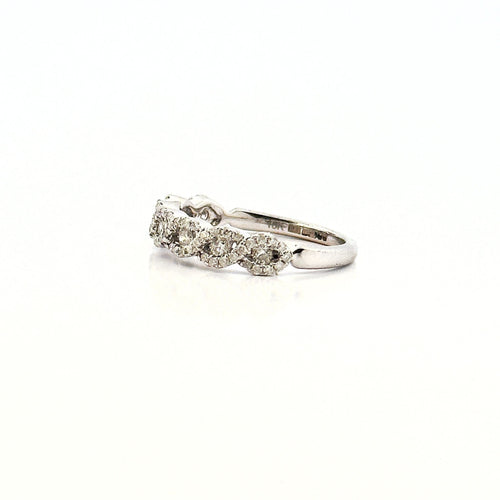 Bague 51 Demi alliance or blanc diamants 58 Facettes
