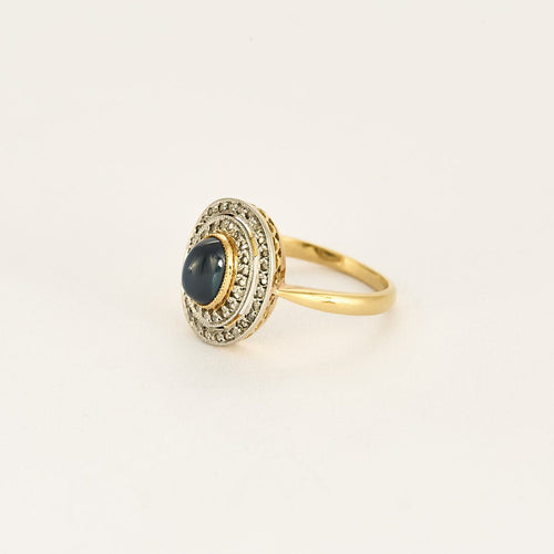 Bague 51 Bague en or jaune, or blanc, saphir et diamants 58 Facettes VAN0130